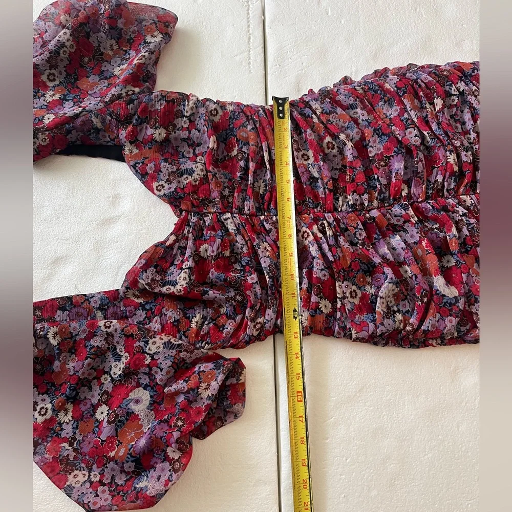 Zara Floral Printed Mini Dress with Draping size medium